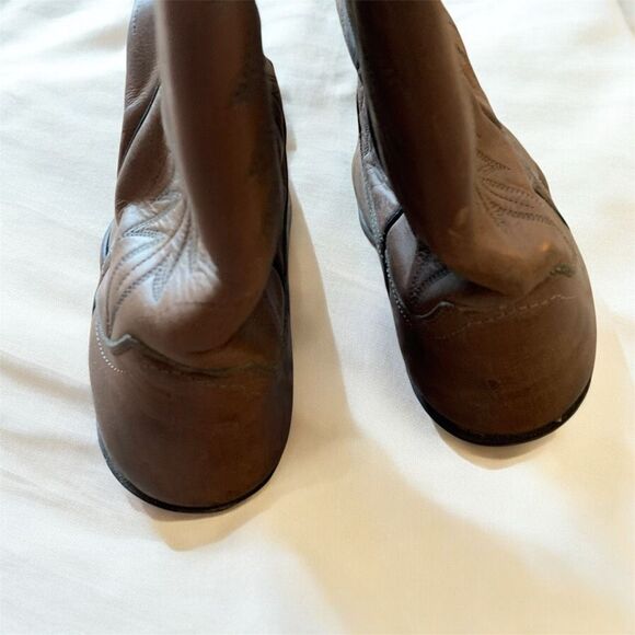 Vintage Brown Justin’s Leather Cowboy Boots 7.5 Western Classic Pointed - Picture 3 of 7